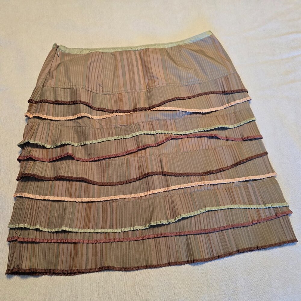 CYNTHIA by CYNTHIA STEFFE Size 6 Womens Tiered Skirt Mini Pleats Fall Colors - Picture 10 of 15